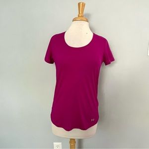 Under Armour Run Magenta Short Sleeve Fitted Tshirt Size M